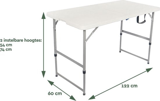 BRASQ Vouwtafel Wit - 120x60x74cm - Campingtafel - Klaptafel - Inklapbaar - Weerbestendig