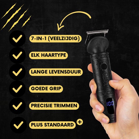 7-in-1 Baardtrimmer Mannen + Standaard - Trimmer voor Baard en Lichaam - Incl. 6 opzetstukken - Sansbeauté® - Bodygroomer Mannen - Bodytrimmer Heren - Haar trimmer - Tondeuse - 0.5-15MM - Neus en Oor - Trimapparaat - Baard Machine - Multigroomer