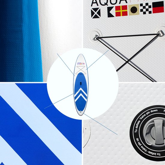 AQUAPARX MKII Professional Sup Board - Opblaasbaar peddelboard - voor beginners en gevorderden - 1 persoon - compleet geleverd - wit/blauw