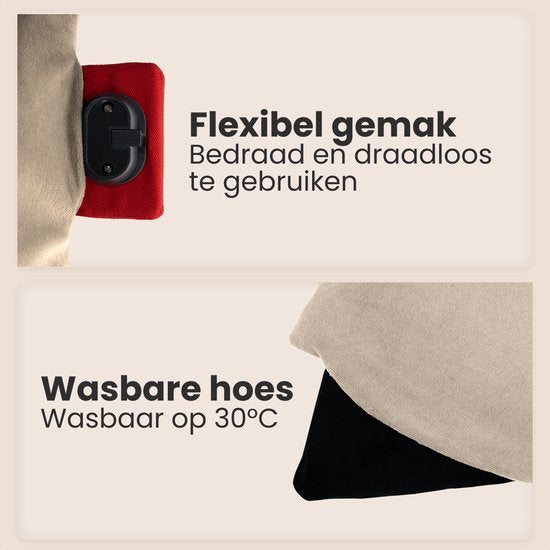 Auronic Warmtekussen - Classic - 45x60 - Draadloos - Oplaadbaar - Elektrisch kussen - Infrarood - Taupe