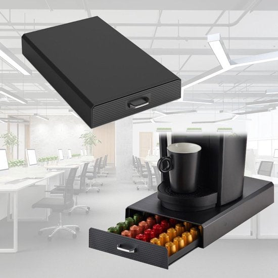 BRASQ Capsulehouder voor Nespresso Capsules - Opbergbox met Lade - 50 Cups - Koffiecups houder Zwart