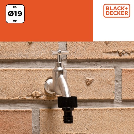 BLACK+DECKER Kraanstuk 3/4" - ⌀ 19 CM - Koppelstuk - Kunststof - Zwart