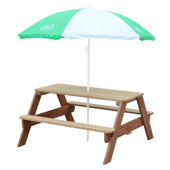 AXI Parasol in Groen / Wit - Kinderparasol van 125cm voor kinderen - Compatibel met AXI picknicktafels, watertafels & zandbakken