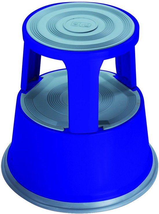 BRASQ Opstapkrukje Premium Blauw - Draagvermogen 150 kg - Opstapkruk - Olifantenvoet - Kantoorkruk - Roltrap - Kruk - Metaal