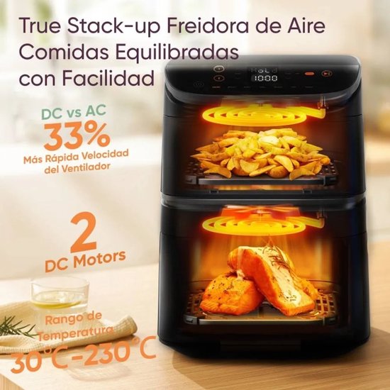 Cosori CAF-DC121-AEUR Dubbel 10,8 l Vrijstaand 2630 W Heteluchtfriteuse Zwart