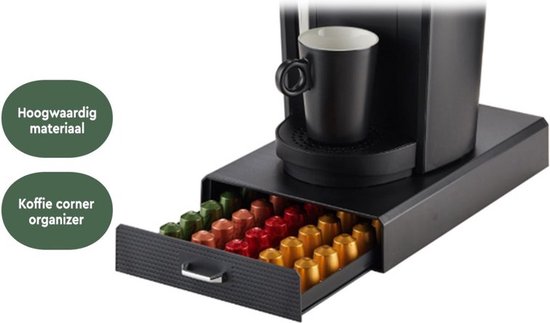 BRASQ Capsulehouder voor Nespresso Capsules - Opbergbox met Lade - 50 Cups - Koffiecups houder Zwart