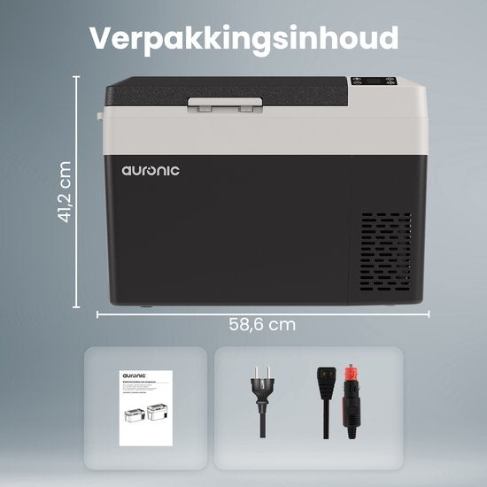 Auronic Elektrische Koelbox - Frigobox - Compressor - 12V 230 Volt - Auto - 30L - Zwart/Grijs