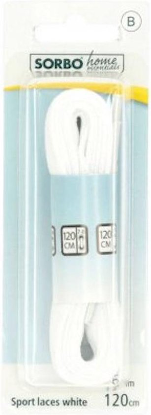 Sorbo Home Essentials - platte sportveters wit 120 cm - 2 x platgeweven 6 mm veters plat voor alle sportschoenen en sneakers