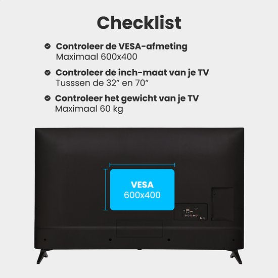 Auronic TV Standaard – Verstelbaar & Draaibaar – Max 60 kg – Voor 37-90 inch – 61 x 41 x 136,5 cm – Zwart