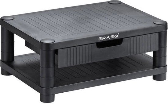 BRASQ Monitorstandaard Zwart MS200 - In Hoogte Verstelbaar - Geschikt voor Monitor, Tablet en Smartphone 24x15x6,3 cm