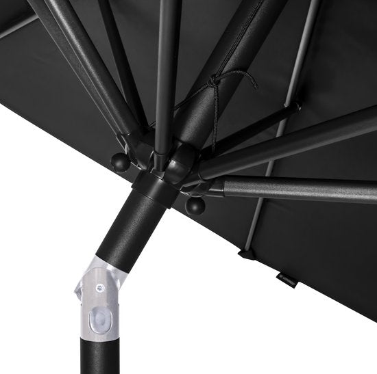 VONROC Premium Stokparasol Recanati Ø300cm – Incl. parasolvoet & beschermhoes - Ronde parasol - Kantelbaar – UV werend doek - Zwart