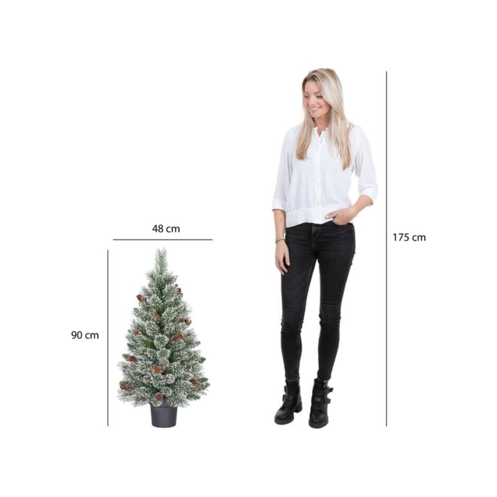 Black Box Trees Vandans Kunstkerstboom in Pot - H90 x Ø48 cm - Groen Frosted