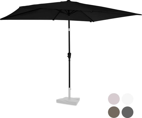 VONROC Premium Parasol Rapallo 200x300cm – Duurzame parasol - Kantelbaar – UV werend doek - Antraciet/Zwart – Incl. beschermhoes