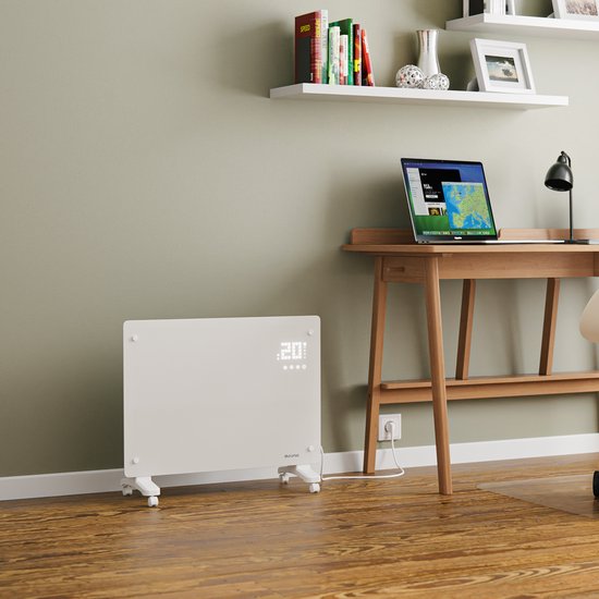 Auronic Elektrische Kachel – Convectorkachel met Thermostaat en Afstandsbediening - Glazen Paneelverwarming - 1500W Heater - Wit