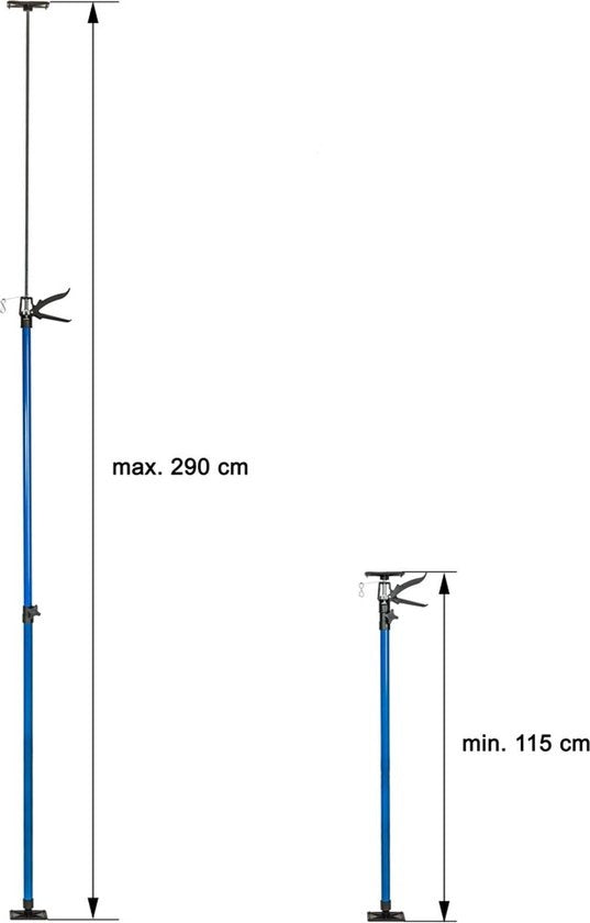 TecTake - 2x plafondsteun - telescopisch - 115-290 cm - 401692