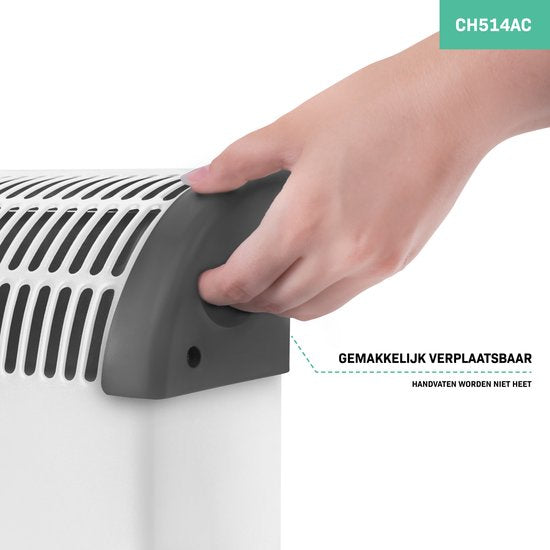 VONROC Elektrische kachel – Convectorkachel met ingebouwde radiator ventilator – 3 standen: 750W/1250W/2000W – Regelbare thermostaat – Verwarmt ruimtes tot 24m2 - Extra stevige behuizing - Wit
