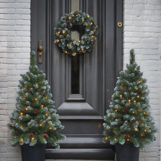 Black Box Trees Norton Kerstbomen en Krans - Led lampen op Batterijen - PVC - 45x90 cm