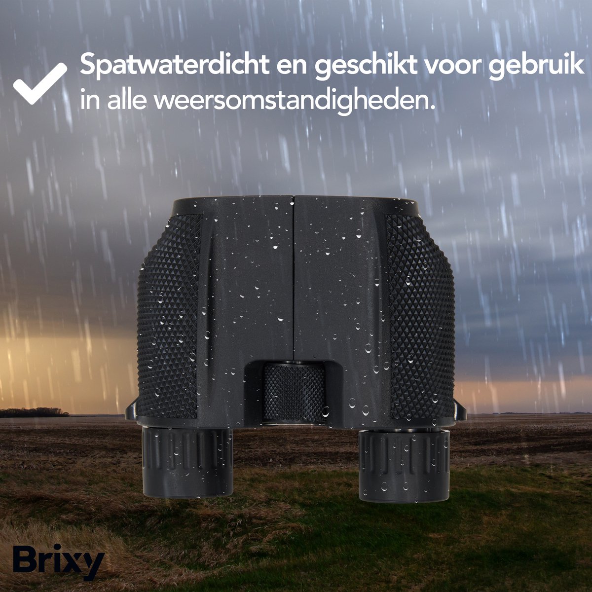 Brixy Verrekijker 10x25 - Compacte Waterdichte Verrekijker met BAK4 Prisma’s en FMC-Lenzen - Inclusief Nekkoord, Draagtas en Schoonmaakdoekje - Zwart - 10x25 mm