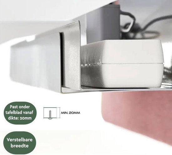 BRASQ Verstelbare Kabelgoot Wit - Kabel Organiser - Kabelgoot bureau - Kabelhouder - Kabelmanagement - Universeel