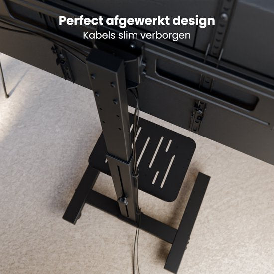 Auronic TV Standaard – Verrijdbaar, Draaibaar & Kantelbaar – Voor 32–75 inch – Max. 40 kg – 98 x 68 x 158 cm – Zwart