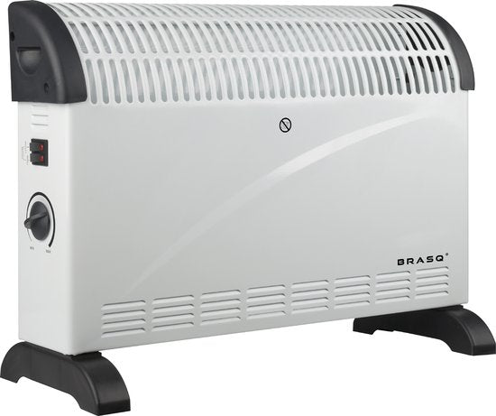 BRASQ Elektrische Convectorkachel - Elektrische Kachel - Compact en Geruisloos - Verstelbare thermostaat 750/1250/2000 watt - Verwarming wit - CH300