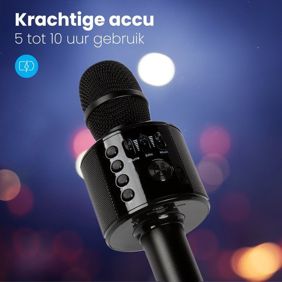 Auronic Karaoke Microfoon - Voor Kinderen en Volwassenen - Bluetooth - Draadloos - met Speaker - Zwart
