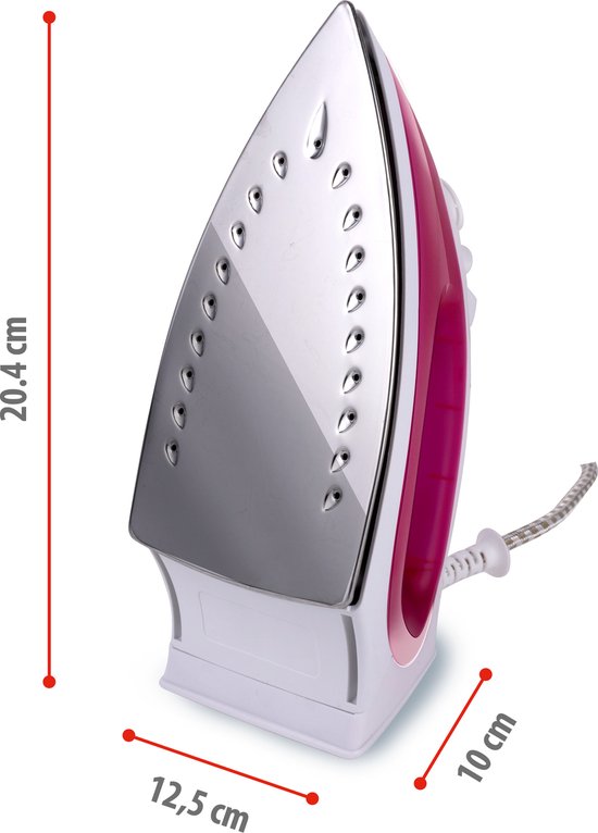 alpina Stoomstrijkijzer - 2000 Watt - Traploze Temperatuur - Stoomboost - Sproeifunctie - RVS Zool - Roze