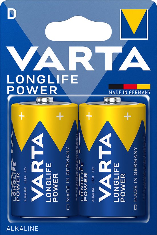 Varta Longlife Power D Batterijen - High Energy Alkaline - 2 Stuks
