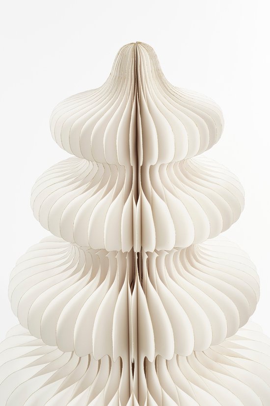 Mica Decorations Papieren Kerstboom - Opvouwbare Kunstkerstboom - H152 x Ø104 cm - Kerst Decoratie - FSC 100% - Wit