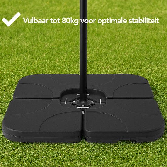 Brixy Parasoltegels - Parasolvoet - Vulbaar Tot 80kg - 50x50cm - 4 Stuks - Parasoltegels Voor Kruisvoet - Zwart
