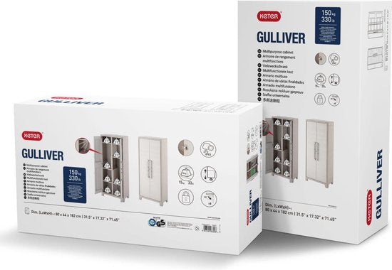 Keter Gulliver Hoge Kast - 8 halve planken - 80x44x182cm – Zand/Beige