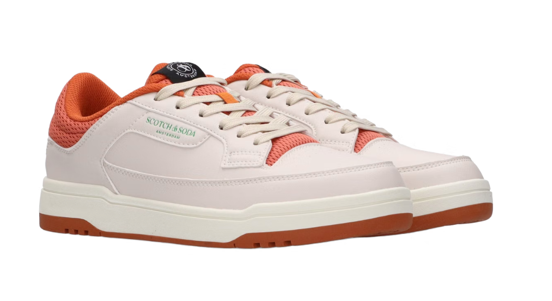 Scotch & Soda Herensneakers Crout – Sportief-Elegante Schoenen Van PU-Leer – Cream – Maat 44
