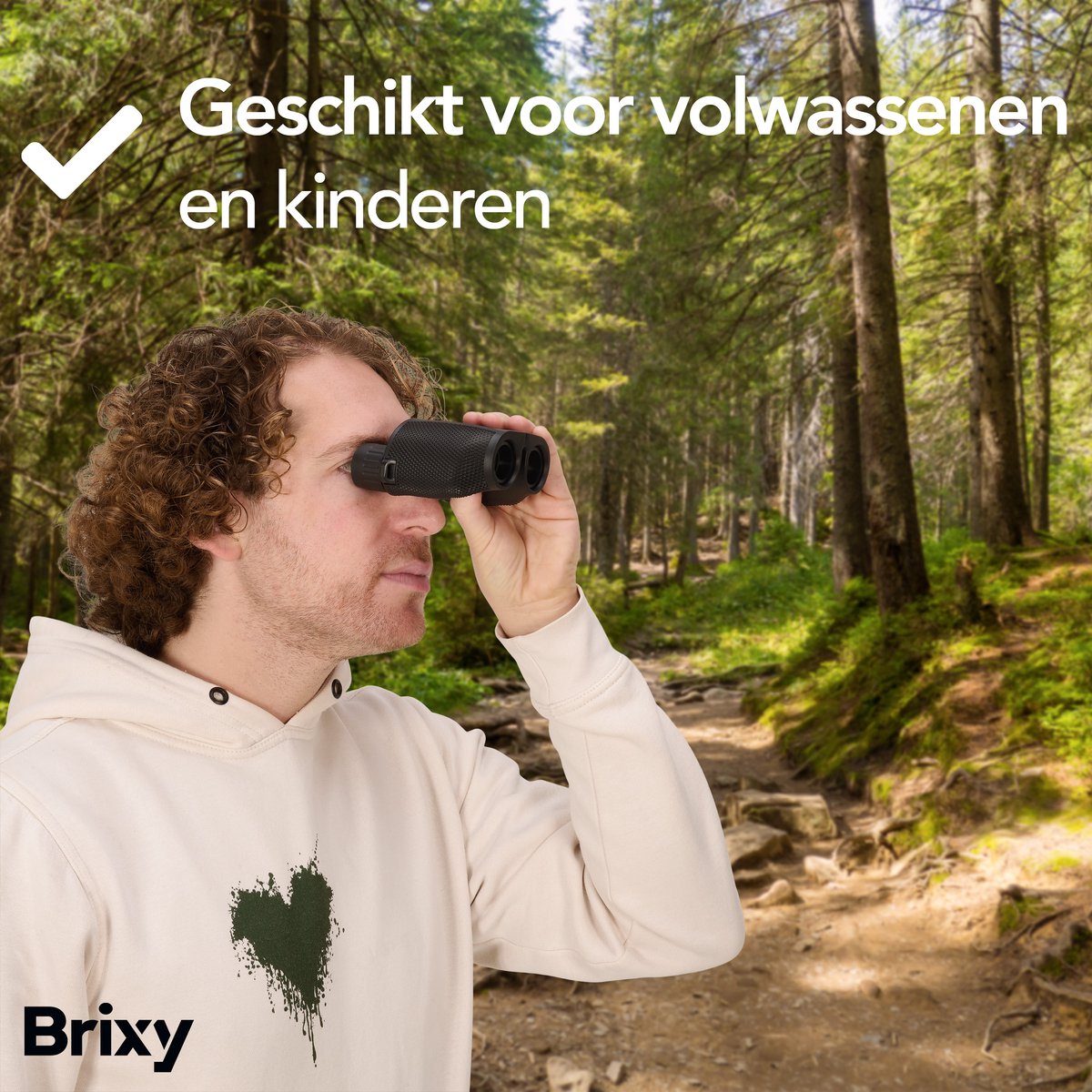 Brixy Verrekijker 10x25 - Compacte Waterdichte Verrekijker met BAK4 Prisma’s en FMC-Lenzen - Inclusief Nekkoord, Draagtas en Schoonmaakdoekje - Zwart - 10x25 mm