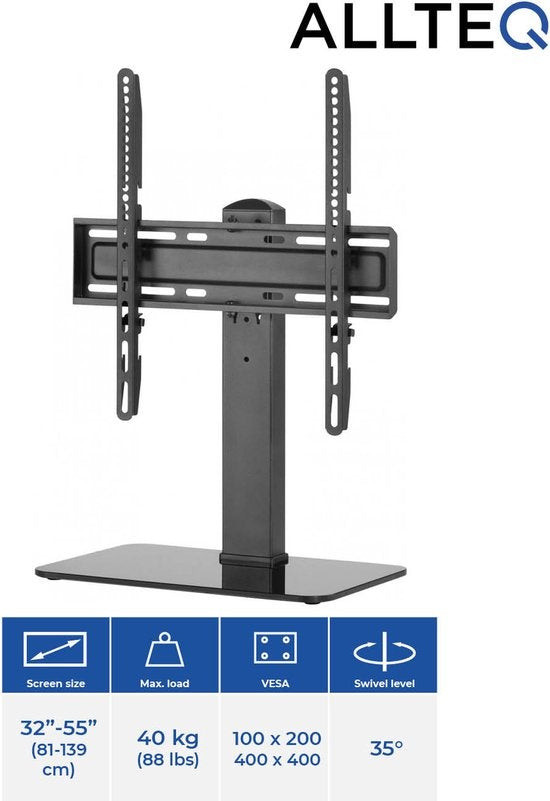 TV standaard - Tafelstandaard - 32 t/m 55" - Draaibaar - 40kg - Zwart - Allteq