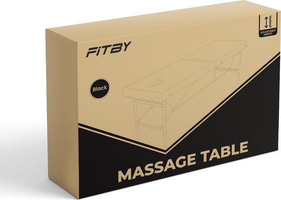 Fitby Massagetafel - Massagetafel Inklapbaar - Behandeltafel - 200kg Draagvermogen Verstelbare Hoogte (60-80 cm) – 180x60 cm - Zwart