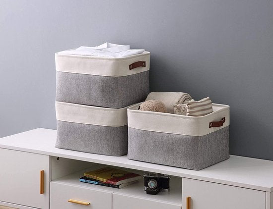 Tranquil Abode Opvouwbare Opbergmand - Set van 3 Stevige Stoffen Opbergmanden met Handgrepen