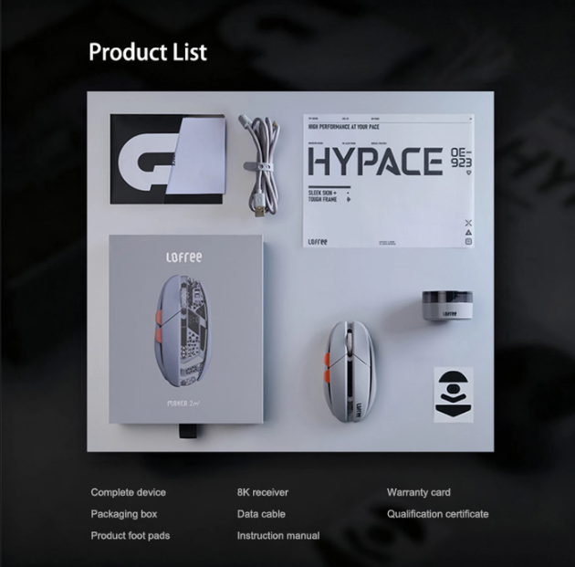 Lofree Hypace Bluetooth Mouse – Magnesium Alloy Frame + PC Shell, Tri-Mode Connection (Bluetooth / 2.4G / Wired), PAW3950 Laser Sensor, Light Gray, OE923