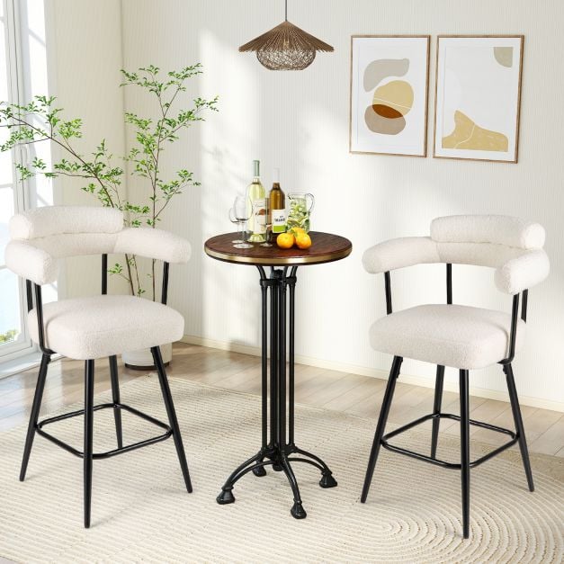 Coast Set van 2 Barkrukken - Wit/Zwart - 360° Draaibaar - Zithoogte 69 cm