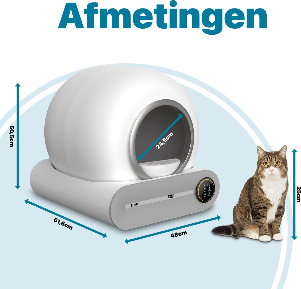 BOME Automatische Kattenbak - Zelfreinigende Kattenbak - Met App en Touchscreen - 65L