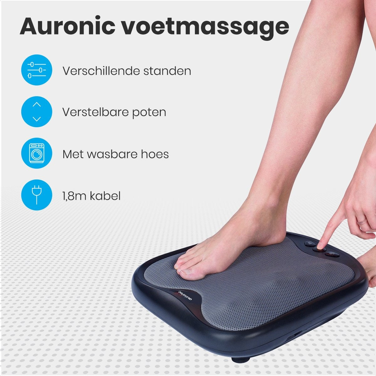 Auronic Voetmassage Apparaat – Warmtefunctie – 36,3 x 34,6 x 9 cm – Zwart