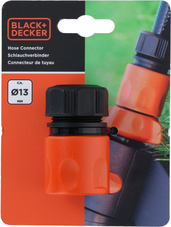 BLACK+DECKER Tuinslang Snelkoppeling - 1/2'' - ⌀13 mm - Kunststof - Zwart/ Oranje