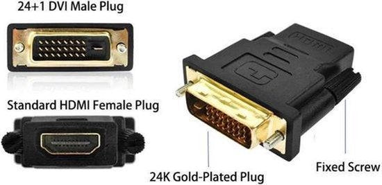 Techvavo® DVI 24+1 naar HDMI Adapter - DVI 24+1 Male naar HDMI Female Converter - 1080P