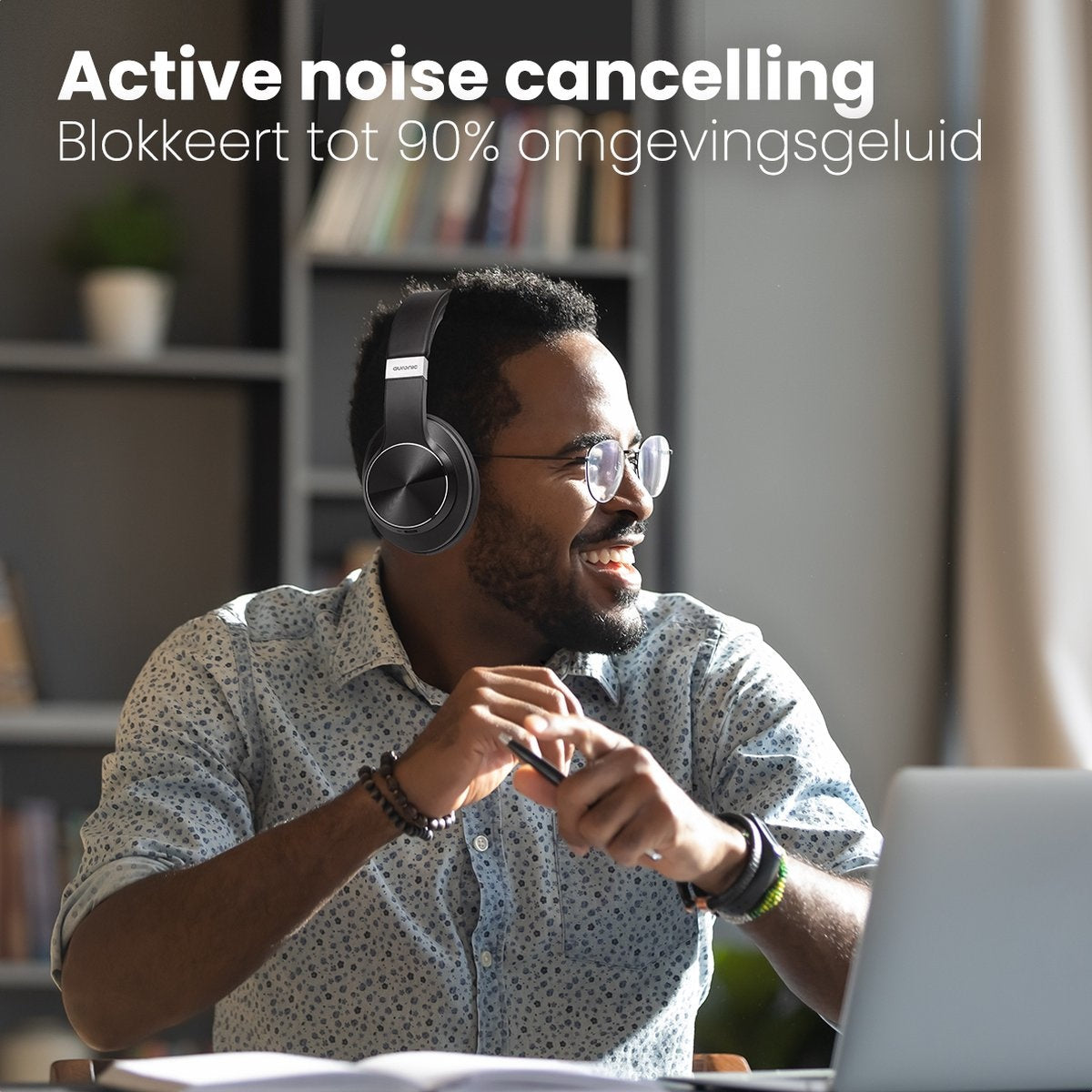 Auronic QuietSound Bluetooth Koptelefoon - Draadloos - Over-ear Hoofdtelefoon - Active Noise Cancelling - Zwart