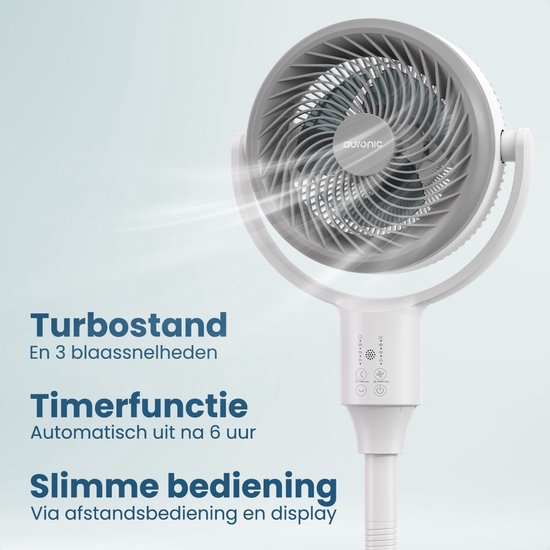 Auronic Statiefventilator - Staande Ventilator - Luchtkoeler - Vloer en tafelventilator - Omni - 3 Snelheden - Stille Ventilator - Fan - Met Afstandsbediening - Zwart