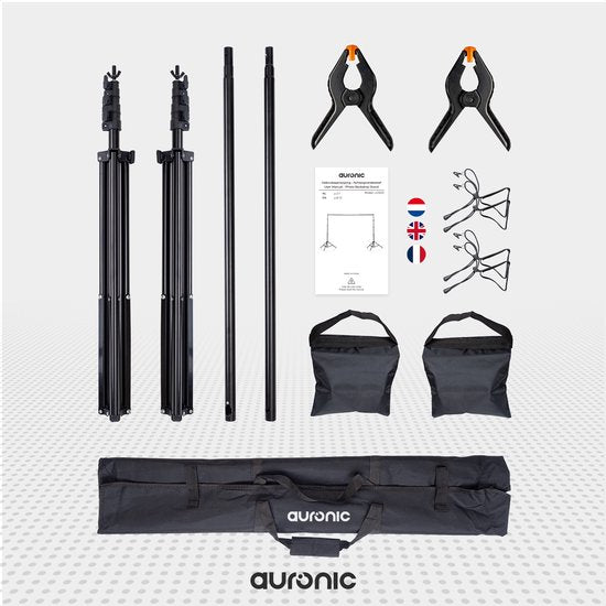 Auronic Achtergrondsysteem - Complete Set - Zonder Doek - Verstelbaar - 300 x 260cm