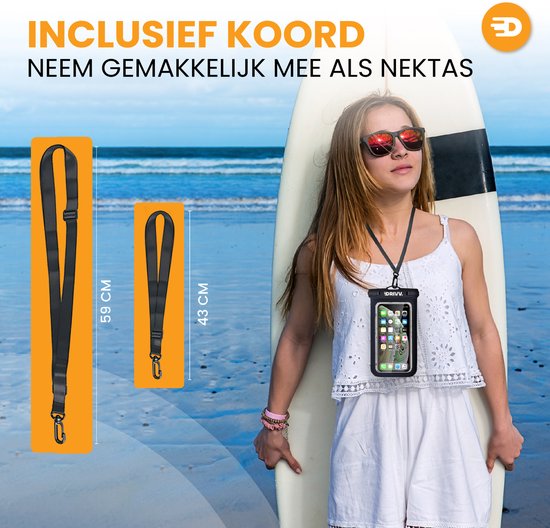 Drivv. Waterdicht Telefoonhoesje – Set van 2 - Dubbele Klipsluiting - Tot 6.7 inch – Onderwater Hoesje Telefoon - Zwart