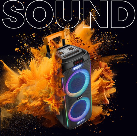 Denver Bluetooth Speaker Party Box - Discolichten - Partybox - Incl. Microfoon - Micro SD / USB / AUX - TSP456