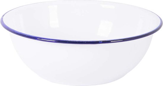 Bo-Camp - Servies - Emaille - 6 Stuks - Wit/Blauw