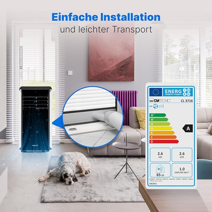 Termozeta Mobiele Airco – 3-in-1 – 9000 BTU – 33.8 x 35.4 x 68.9 cm – Wit