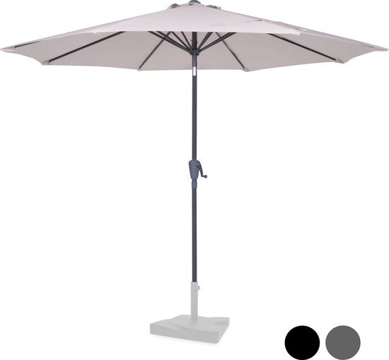VONROC Premium Stokparasol Recanati Ø300cm – Incl. beschermhoes - Ronde parasol - Kantelbaar – UV werend doek - Beige